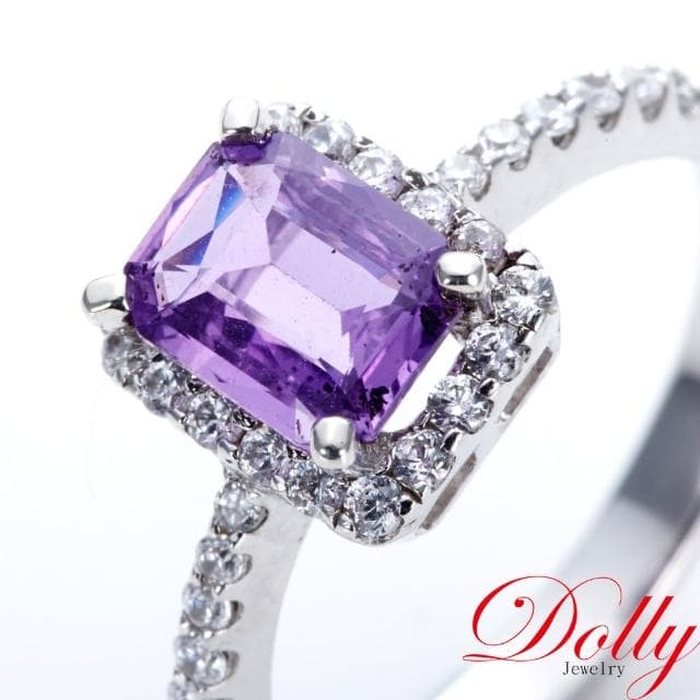 【DOLLY】1克拉 無燒斯里蘭卡薰衣草紫色藍寶石18K金鑽石戒指-014(情人節 交換禮物首選)