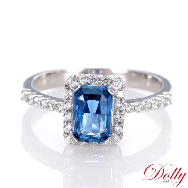 【DOLLY】1克拉 無燒斯里蘭卡艷彩矢車菊蘭藍寶石18K金鑽石戒指-013(母親節 長輩送禮 交換禮物首選)