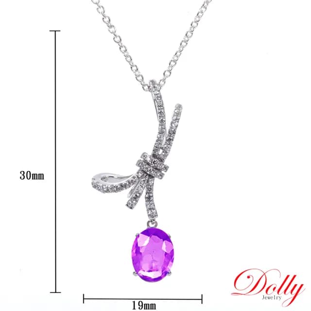 【DOLLY】1克拉 無燒斯里蘭卡艷彩紫羅蘭藍寶石18K金鑽石項鍊-003(母親節 長輩送禮 交換禮物首選)
