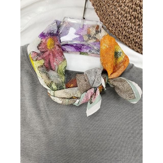 【Jun Jun】文藝系絲棉中方巾 絲巾 領巾 65*65cm(百花爭妍)