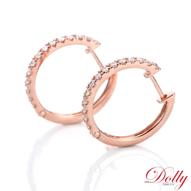 【DOLLY】0.45克拉 天然鑽石 F/VS2 18K玫瑰金鑽石耳環(母親節 長輩送禮 交換禮物首選)