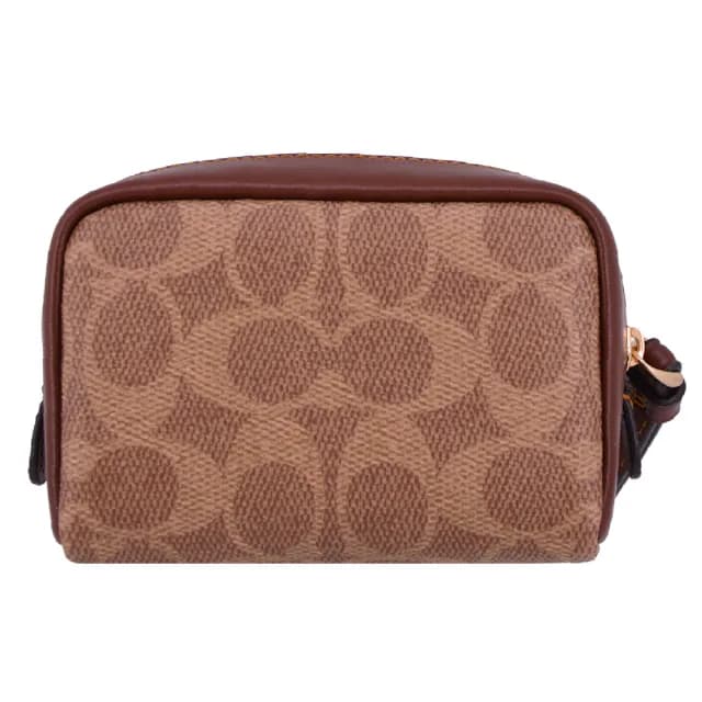 【COACH】經典 金字馬車LOGO 防刮皮革 手拿包 零錢包(老花咖)