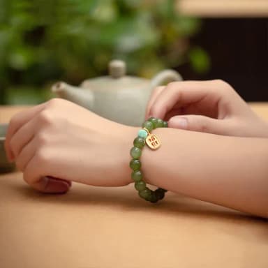 【MoonDy】和田玉手串 水晶手串 玉珠手串 百搭飾品 招財納福 保平安 手鍊 佛珠 玉手鍊 禮物