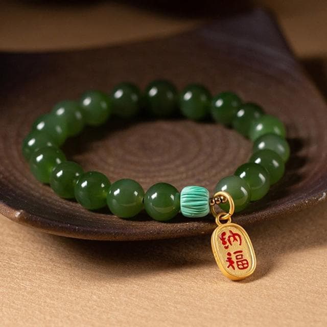 【MoonDy】和田玉手串 水晶手串 玉珠手串 百搭飾品 招財納福 保平安 手鍊 佛珠 玉手鍊 禮物