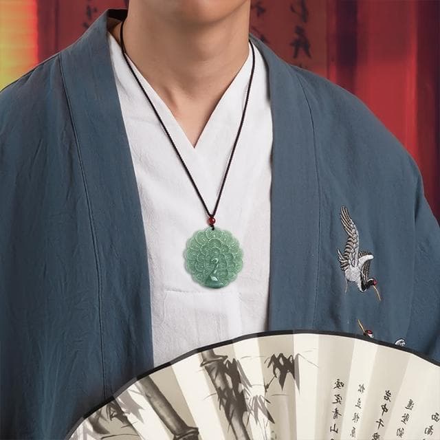 【Paiya 派亞】A貨翡翠豆種孔雀冰種玉石吊墜吉祥平安男士挂件女款玉佩(交換禮物/送禮)