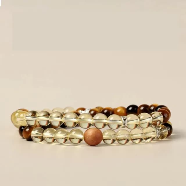 【米蘭精品】情人節禮物 黃水晶手鍊串珠手繩女手珠平安擋煞防小人轉運淨化招財開運(雙圈虎眼石6mm74kj34)