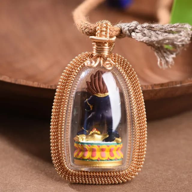 【MoonDy】情人節禮物 項鍊 吊墜 青金石 藏式吊墜 唐卡飾品 手繪吊墜 復古項鍊 納福項鍊 百搭飾品 新中式
