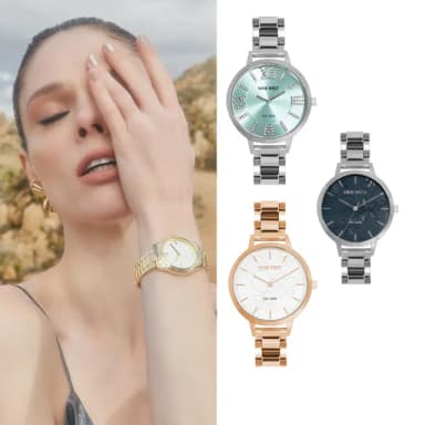 【NINE WEST 官方直營】下單登記贈100MO幣│優雅輕奢米蘭鋼鍊腕錶/手錶(多款任選)