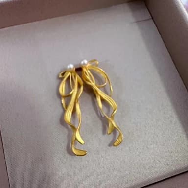 【Penny珮妮】越南沙金蝴蝶結絲帶耳釘(母親節 交換禮物  生日禮 情人節 尾牙 新年 結婚)