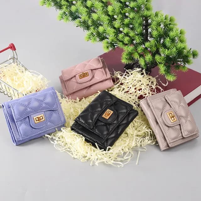 【LEEHER】雙11  小香風包包/三折錢包/菱格紋包/零錢包/短夾/錢包女短夾/迷你錢包/韓