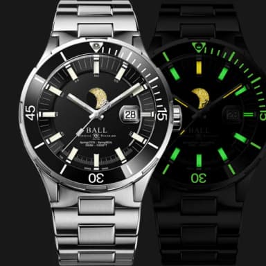 【BALL 波爾】Roadmaster 限量月相陶瓷潛水機械錶-43mm 禮物 送禮 推薦(DM3150B-S13J-BK)