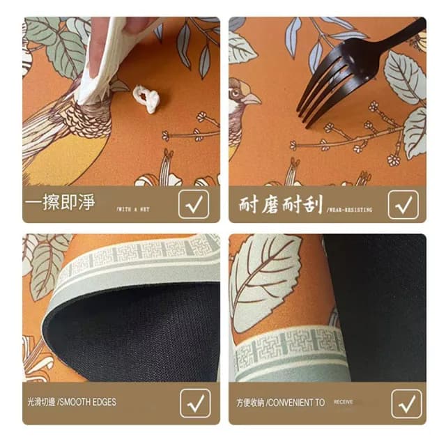 【WO HOME】高顏值復古花鳥吸水墊 廚房防滑吸水墊 茶具餐具止滑瀝水墊(40 x 60 cm)