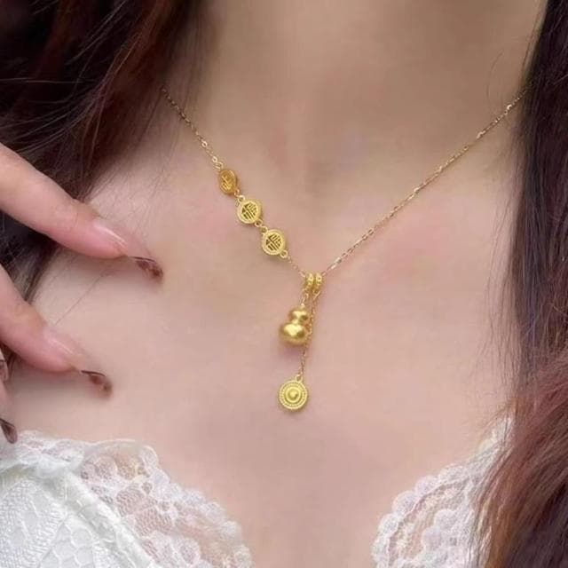 【Penny珮妮】越南沙金葫蘆福祿疊戴項鍊毛衣鏈(母親節 送女友 交換禮物  生日禮 情人節 尾牙 新年 結婚)