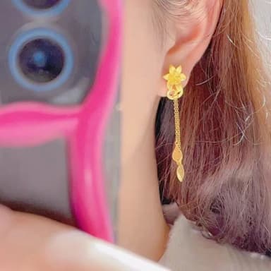 【Penny珮妮】越南沙金花蕊仙百合耳釘(母親節 送女友 交換禮物 生日禮物 情人節 尾牙 新年 結婚)