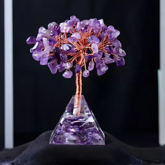 【金字塔樹】天然紫水晶發財樹(富貴 開運 智慧水晶 能量水晶 招財 學生 辦公室 玄關擺件 禮物 風水)