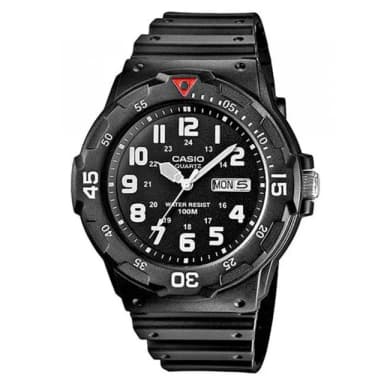 【CASIO 卡西歐】MRW-200H-1B 潛水風格 防水100米指針錶(運動 當兵 學生 錶徑約4.46公分)