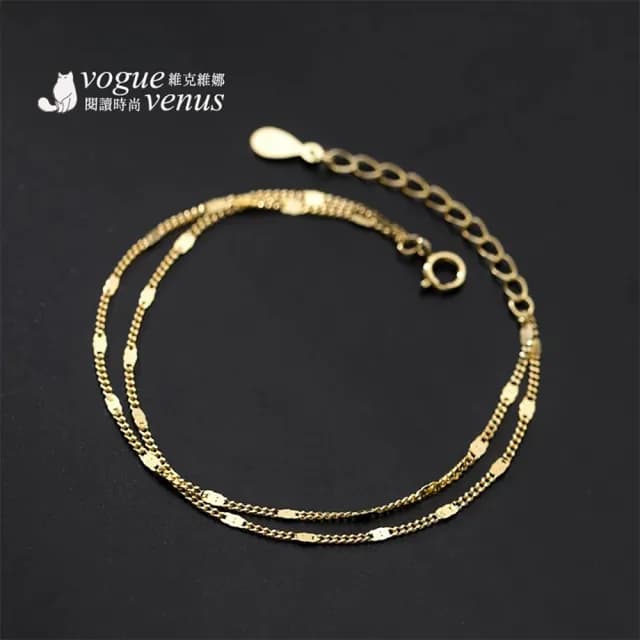 【維克維娜】簡約亮片雙鍊925純銀手鍊