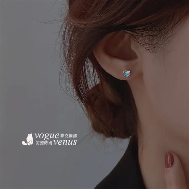 【維克維娜】月光石旋轉扣925純銀耳環