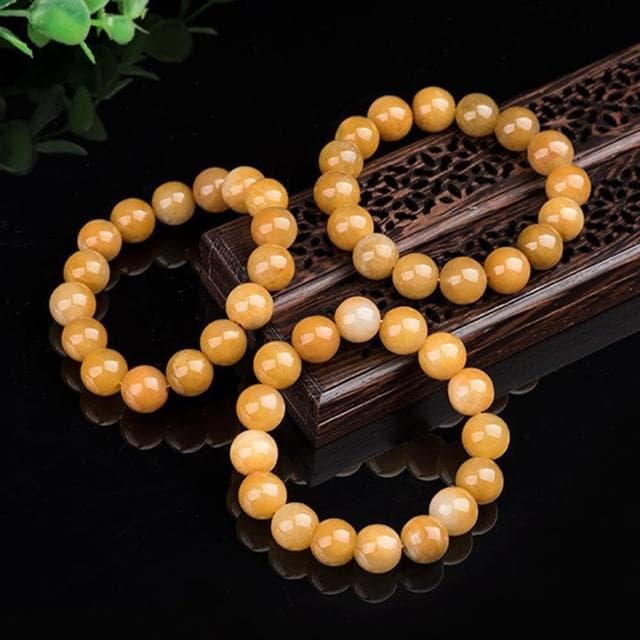 【MoonDy】玉石 手串 手環 水晶手鍊 招桃花 手鍊串珠 金絲玉 黃玉手鍊 招財納福 保平安 送媽媽 女生禮物