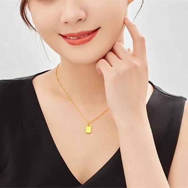 【Penny珮妮】黃金999迷你平安無事牌吊墜項鍊(母親節 送女友 交換禮物  生日禮 情人節 尾牙 新年 結婚)