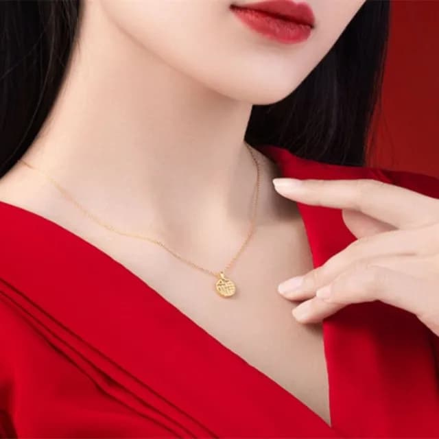 【Penny珮妮】黃金999迷你福牌吊墜項鍊(母親節 送女友 交換禮物 生日禮物 情人節 尾牙 新年 結婚)