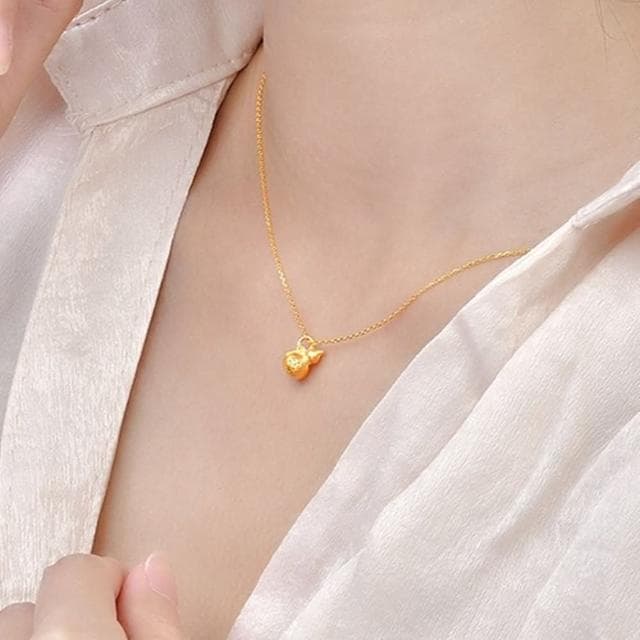 【Penny珮妮】黃金999迷你葫蘆福祿雙全吊墜項鍊(母親節 送女友 交換禮物  生日禮 情人節 尾牙 新年 結婚)
