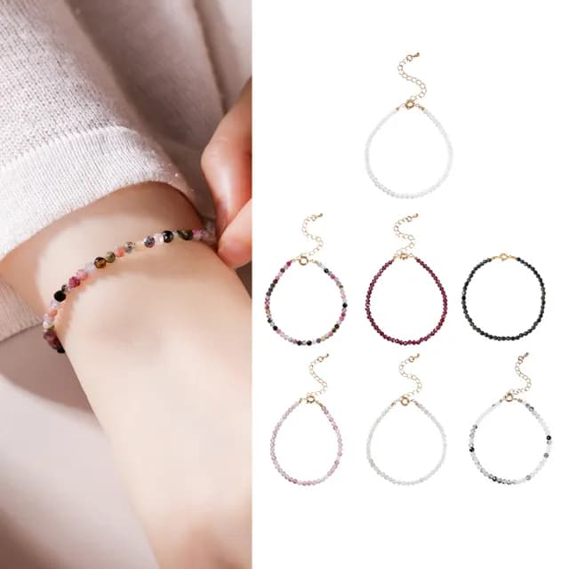 【MARIGOLD 美爾朵】女生手鍊｜開運避邪招財桃花細水晶手鍊(黑曜石/黑髮金/彩碧璽/石榴石/草莓晶/葡萄石)