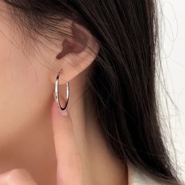 【LEESA】大圓圈耳環\大圈耳環\耳環\女生耳環\生日禮物\耳環女\飾品\純銀耳環\耳圈\大耳環\耳夾