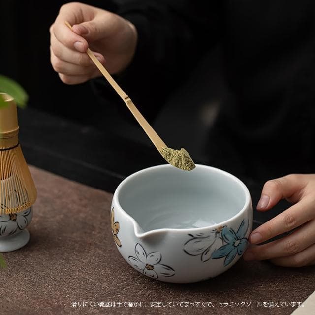 【TEA Dream】日式高質感蝶花抹茶碗百本立抹茶工具4件組(母親節禮物 長輩禮物 謝師禮物)