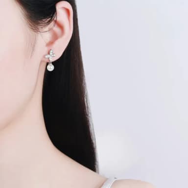 【A&R】莫桑鑽40分珍珠耳環附精美禮盒(S925純銀 抗過敏 耳釘 情人節 生日 禮物)