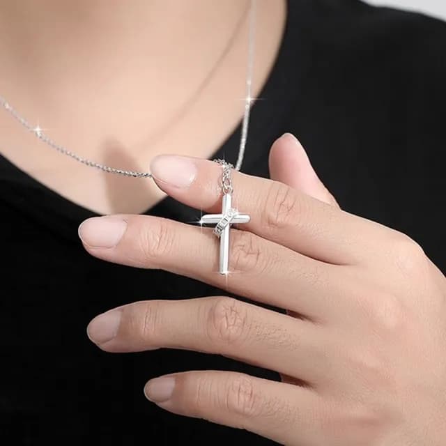 【LEESA】S925純銀\十字架項鍊\飾品\情侶項鍊\禮物\吊墜\情侶對鍊\配飾\抗過敏項鍊\鎖骨鏈\不褪