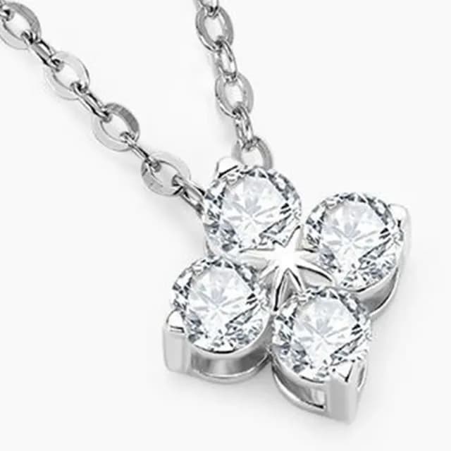 【MoonDy】項鍊 四葉草項鍊 莫桑石項鍊 銀飾 飾品 鋯石項鍊 幸運草 s925銀 首飾 花朵吊墜 18K金