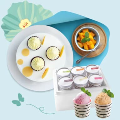 【FAYA 法雅】母親節限定 6吋捲捲芒果優格義式冰淇淋蛋糕優惠組合(加贈6入杯裝義式冰淇淋禮盒)