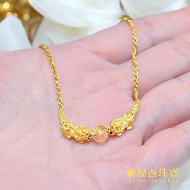 【福西珠寶】雙11黃金手鍊 開運聚財貔貅黃金手鏈 雙面可戴(金重0.88錢正負0.03錢)