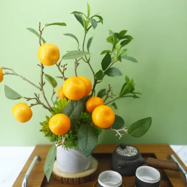 【HUGO DECO 榆果傢飾】大吉大利高擬真橘子樹香氛植栽(開幕/端午節/送花/佈置/送禮)