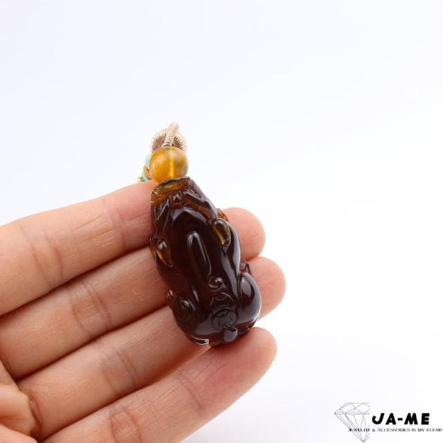 【JA-ME】天然琥珀棕紅珀招財貔貅項鍊 13.4克(母親節禮物/現貨)