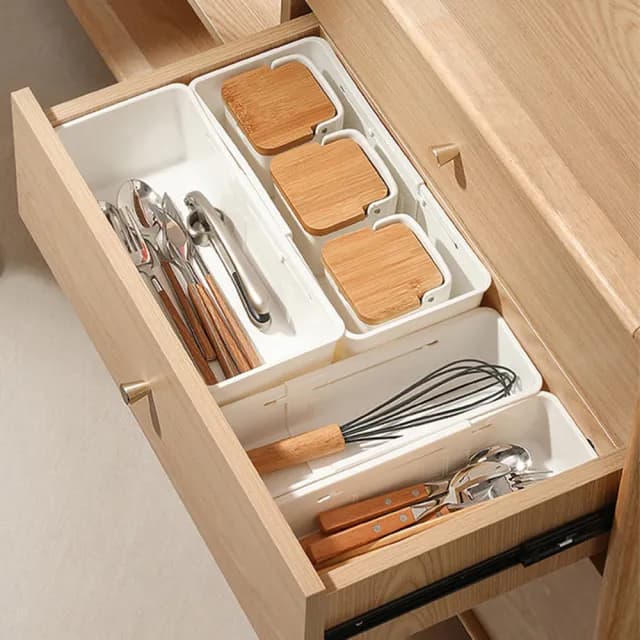 【AFAMIC 艾法 原廠正貨】2入組-廚房衣櫃抽屜分隔伸縮收納盒(餐具收納 文具收納 內衣褲收納 工具收納)