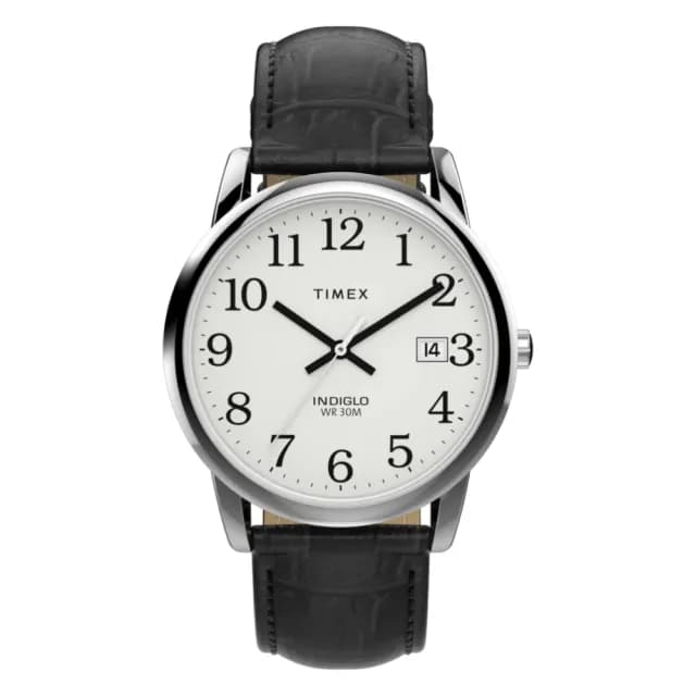 【TIMEX】天美時 Easy Reader 35毫米 復古簡約 鱷魚紋理 皮革錶帶腕錶 白x黑 TXTW2W95400