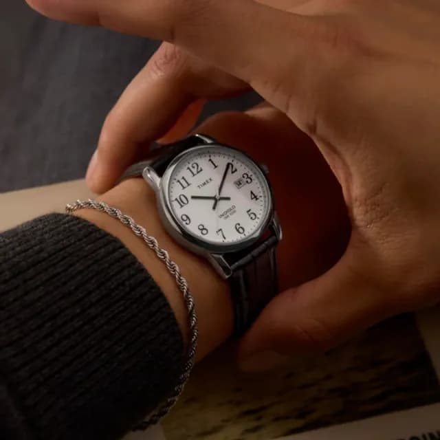 【TIMEX】天美時 Easy Reader 35毫米 復古簡約 鱷魚紋理 皮革錶帶腕錶 白x黑 TXTW2W95400