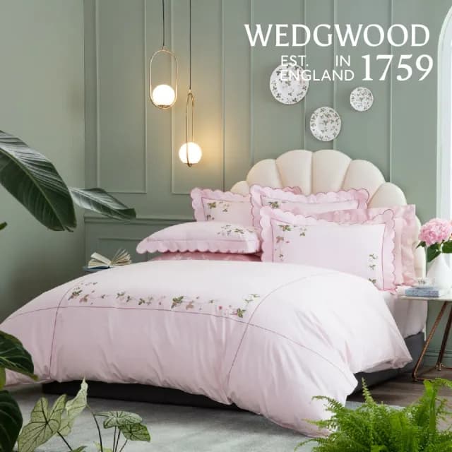 【WEDGWOOD】500織長纖棉 素面平單式床單一件｜野草莓經典 天櫻粉(百貨款｜特大270x320cm)