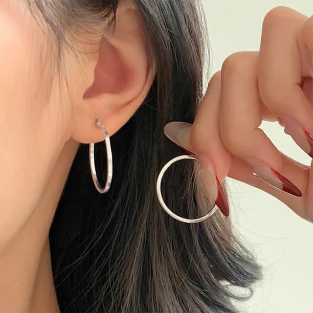 【LEEHER】大圈耳環/純銀耳環/耳環/女生耳環/生日禮物/耳環女/飾品/耳圈/大圓圈耳環/大耳環/耳