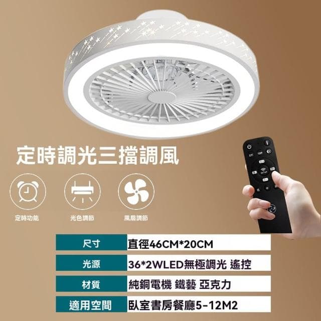【G小家電店】吸頂風扇燈 直徑46cm(110V遙控 定時 調光 風扇燈 吸頂風扇燈 吸頂燈 吊扇燈 預購15天)