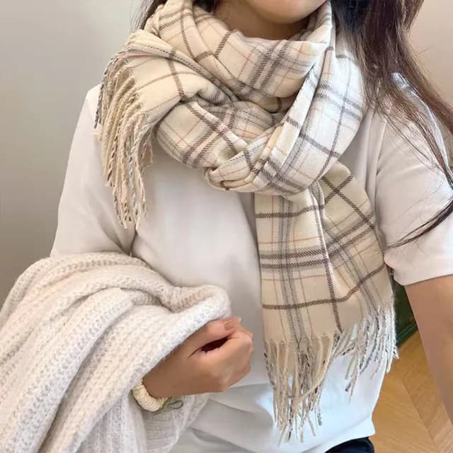 【MoonDy】情人節禮物 圍巾 披巾 復古圍巾 格子圍巾 韓國圍巾 高級感 保暖披肩 冷氣毯 防風毯 女生圍脖 羊
