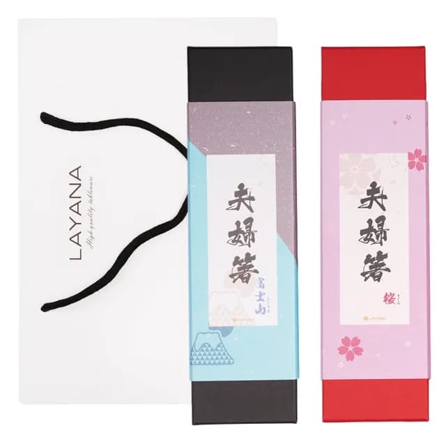 【台灣第一筷】夫妻筷/夫婦箸 櫻花/富士山-提袋組(筷子/結婚禮物/新婚/婚禮小物/禮物/日系/日本風/情人節)