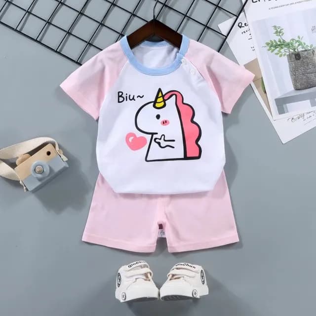 【Baby 童衣】兩件組-兒童套裝 短袖套裝 居家服睡衣 短袖上衣短褲 89000(童裝 童褲)