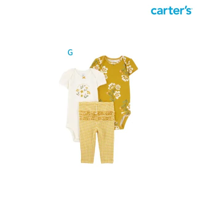 【Carter’s官方授權】精選嬰兒短袖包屁衣3件組套裝〔包屁衣/長褲〕－多款任選(原廠公司貨 童裝 嬰兒裝)