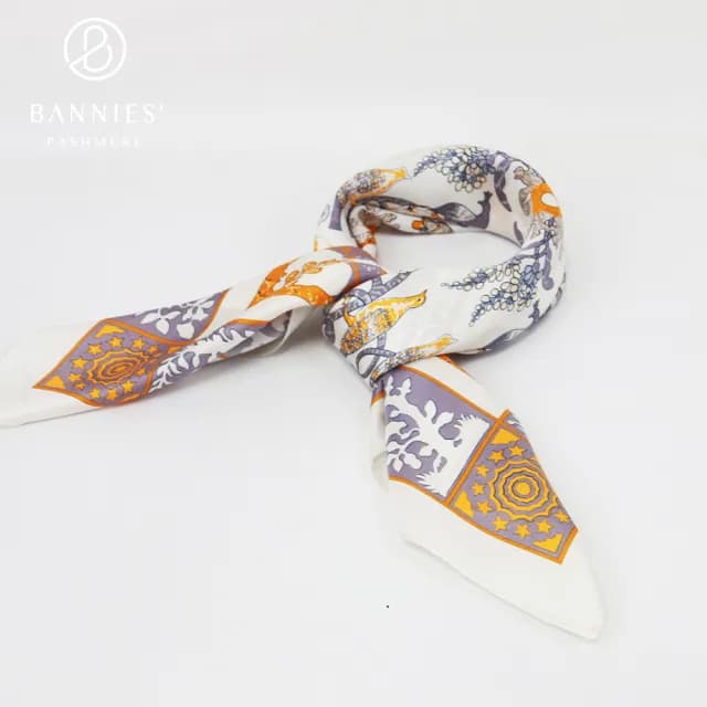 【BANNIES】頂級法式蠶絲巾｜伊甸園(親膚 蠶絲 領巾 絲巾)