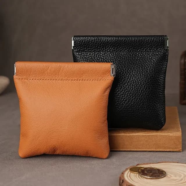 【LEEHER】雙11 彈片收納包/零錢包/小包包/自動開合收納包/小錢包/真皮包包 收納包/禮物/口紅包