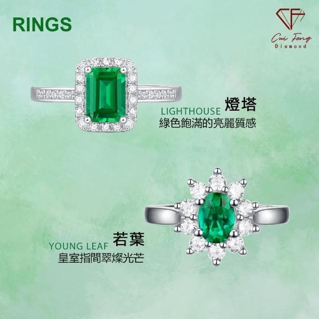 【CF Diamond】《培育祖母綠系列》618禮物(戒指 項鍊 耳環 情人節)