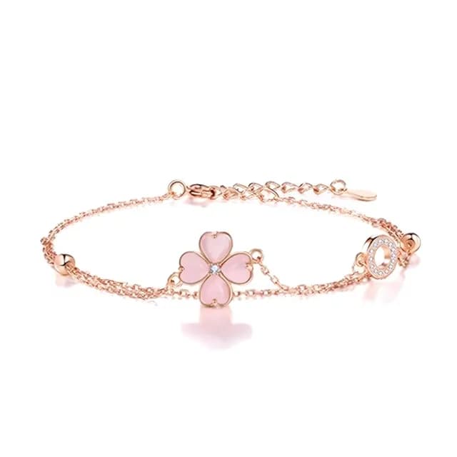 【溫柔小品】芳心S925純銀心型球面貓眼石手鍊(四葉幸運草 愛情 轉輪 祈願飾品 手鏈 手環 開運飾品)